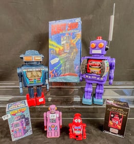 A Vintage Group of Moving Robots, Robot 2000,m Non Stop Robot, Dynamic Fighter Robot, More!