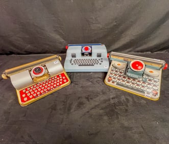 Groupo of Vintage Tin Litho Toy Typewriter, More!