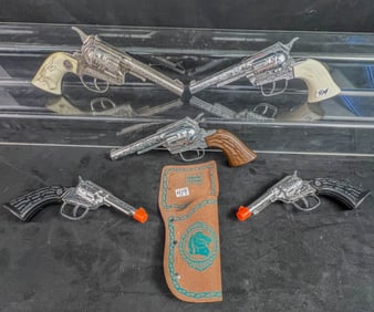 Group of Vintage Cowboy Cap Guns, Hubley, Indian Head, Pony Boy