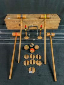 Antique Child's indoor wooden Croquet set c1920's