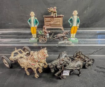 Vintage Groupo of Cast Iron Toys and Parts
