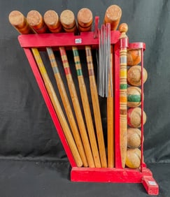 Antique Wooden Croquet Set C1920's