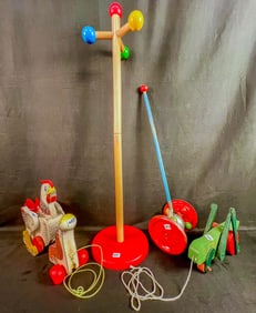 An Vintage Group of Pull Toys, Fisher Price, Pla-lak, More!