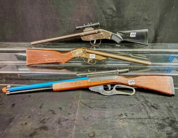 3 1950-70''s Pressed steel Spring Loaded Toy Pop Guns