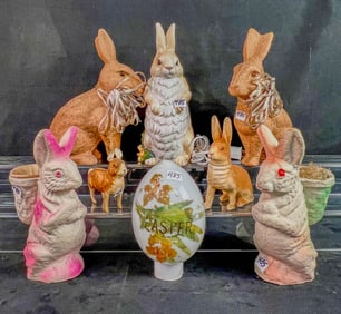 Group of Antique Easter Rabbit candy Containers, More!