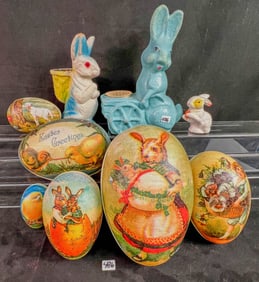 A Group of vintage Easter Paper Machet Candy Containers