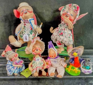 6 Easter Themd Vintage Annalee Dolls