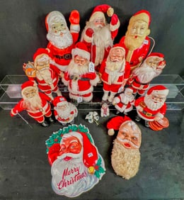 Large Group of Vintage Santas , Light Up Blow Molds, More! c1940/1970's