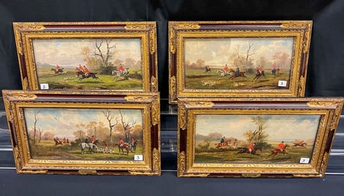 4 Robert Stone Oil on Board, Fox Hunt Scenes