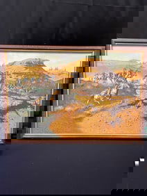 Signed Oil on Canvas of US Cavalry and Indians c.1980
