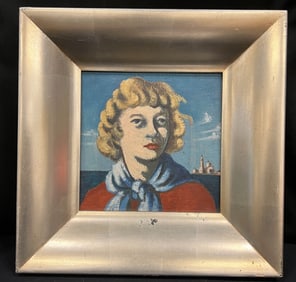 Virgil Burnett Oil on Canvas of Wife Pamela Norris C.1950