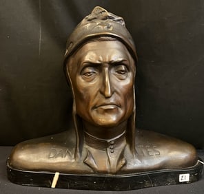 Buder Wiebrecht Berlin-Friedenau Bronze bust of Dante Alighieri  c. 1920's, Signed