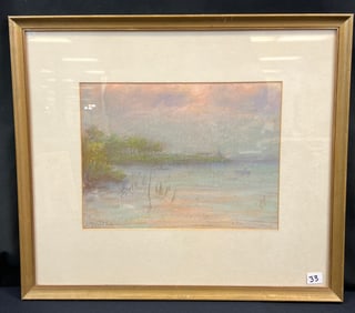 Francesco Spicuzza Pastel Landscape drawing c. early 1900's