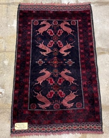 Antique Hand Tied Oriental Carpet w/Gazelles
