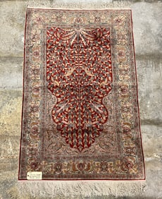 Turkish Kayserie Finely Hand Knotted Silk Tree of Life Oriental Rug