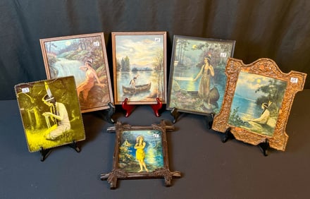 A Group of Six Indian Maiden Prints Turn of the Century Framed