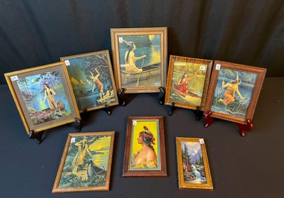 Group of Eight Indian Maiden Framed Prints
