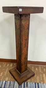 Mission Arts and Crafts Plant Pedestal With a Pyrographic Grape Designs
