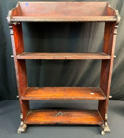 Arts and Crafts Mortise and Tenon Pine Book Shelf on Rollers