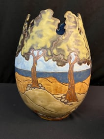 Mission Arts and Crafts Style Sassafras Pottery Cypress Vase