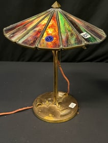 Mission Arts and Crafts Style Solid Miniature Bronze Umbrella Lamp