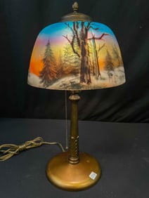 Mission Arts and Crafts Reverse Painted Table Lamp