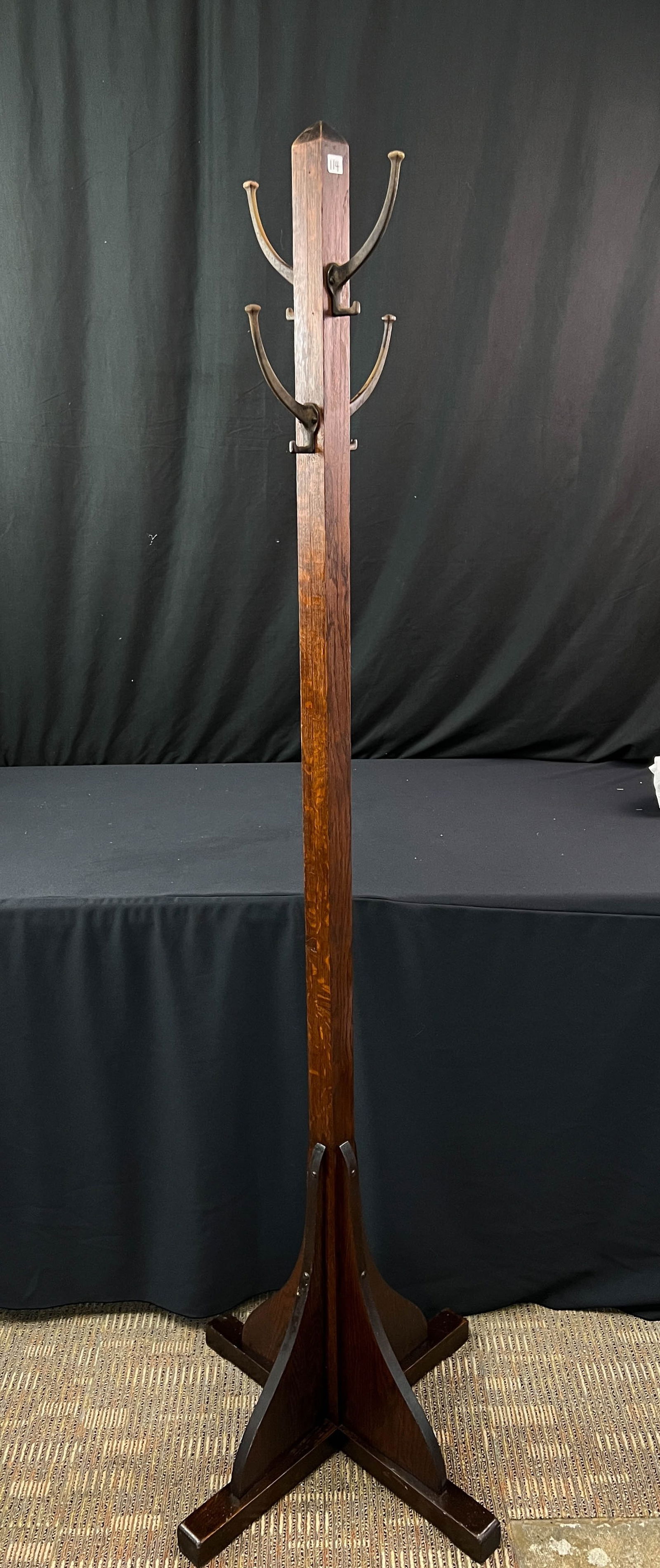 Mission Arts and Crafts Hat Rack: Mission Arts and Crafts floor standing hat rack in oak. It is in excellent condition and measures 68" tall.