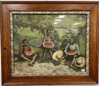 Framed Oak and Fancy Gesso Frame Depicting Three Black Children