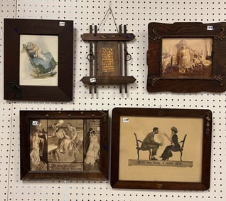 5 Mission/ Arts & Crafts Oak Framed Prints C. 1900