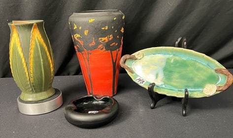 Four Mission Arts and Crafts Style Pottery Pieces