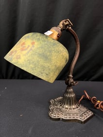 Oval Reverse Painted Desk Lamp 1900s