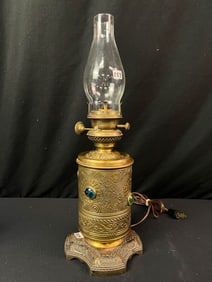 Aesthetic Movement Niagara Jeweled Oil Lamp