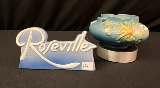 Roseville Sign and Vase