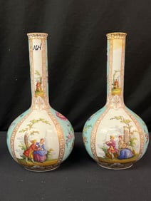 Pair of Royal Crown Dresden Porcelain Vases