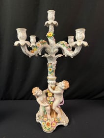 Antique Monumental Dresden Five Arm Candelabra