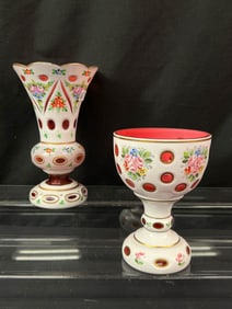 Two Bohemian German Crystal Vases