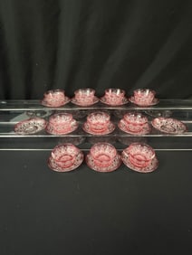 Antique Ruby Cut Clear Berry Bowls 10
