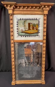 1810-1820 Federal Reverse Painted Hall Mirror