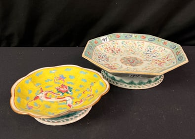 Two Qing Dynasty Footed Bowls early 1800's