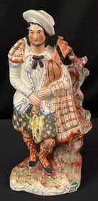 Large Staffordshire Scottish Gentleman With Bagpipes c.1800's