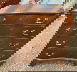 An 18th Century Chippendale Four Drawer Serpentine Chest