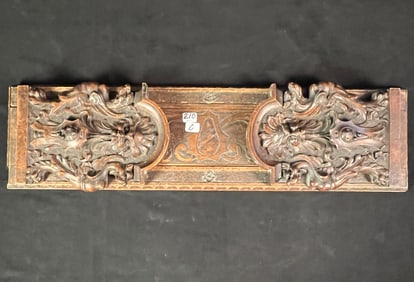 Black Forrest Hand Carved Mahogany Book Holder w/ Lion and Griffon Carvings c1840's