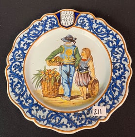 A Hand Painted Early French Quimper Faience Plate