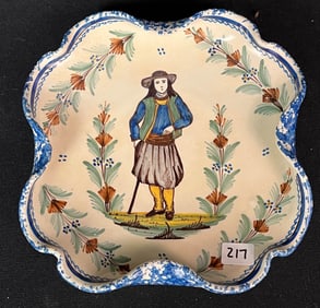 Henriot Quimper Faience Oval Upturned Edge Plate C.1800s