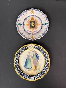 Two Henriot Quimper Faience Hand Painted Plates