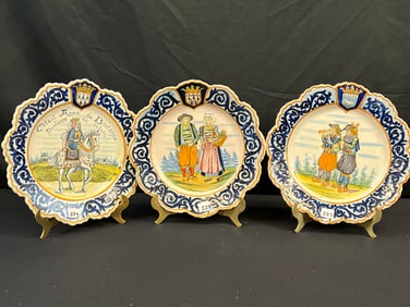 Three 19th Century Henriot Quimper Faience Plates