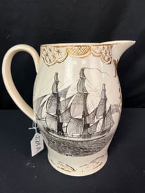Rare Herculaneum Pottery Pitcher Of Important Size c.1800