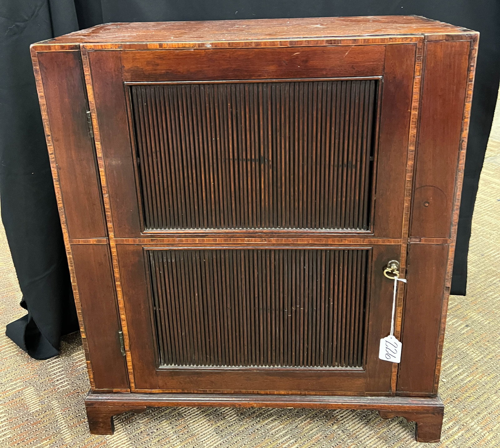 Southern Mahogany and Pine Preserving Cupboard c.18th Century: A unusual Southern mahogany and pine dove tailed and slat opening single door 18th Century Chippendale preserving cupboard on bracket feet. This unusual southern pine and mahogany single door preservi