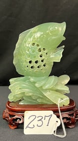Oriental Hand Carved Jade Koi