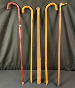 Group of Early Canes and Early Hillerich & Bradsbsy Co Baseball Bat